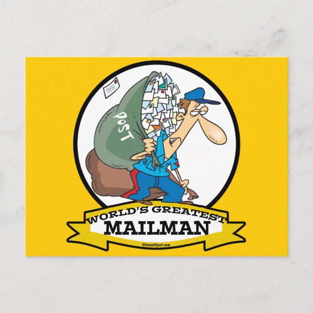 WELTBEST MAILMAN MÄNNER CARTOON POSTKARTE (Vorderseite)