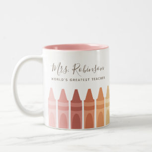 Weltbest Teacher Rainbow Crayon Zweifarbige Tasse