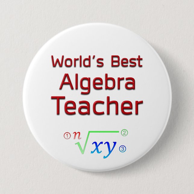 Weltbeste Algebra-Lehrerin mit Formel Button (Vorderseite)