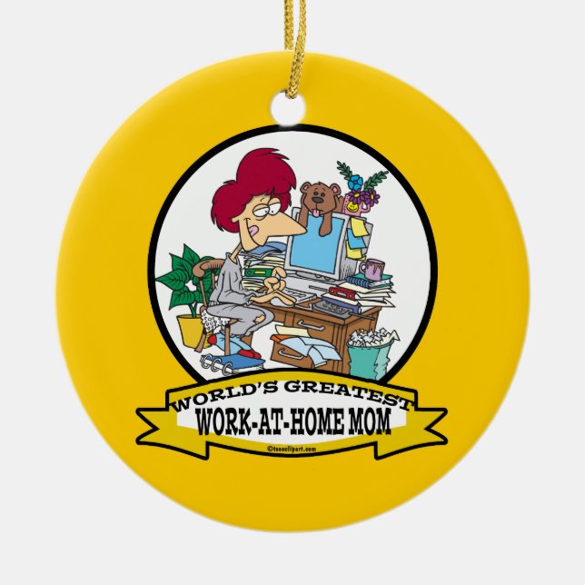 WELTBESTE ARBEIT BEI ZUHAUSE MAMA FRAUEN CARTOON KERAMIK ORNAMENT (Vorne)