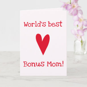 Weltbeste Bonus-Mama! Red Heart Muttertag Karte