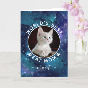 Weltbeste Cat Mama Space Foto Muttertagskarte Karte