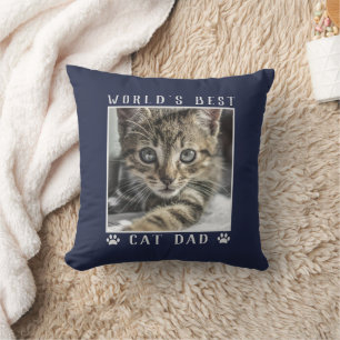 Weltbeste Cat Vater Paw Prints Pet Foto Navy Kissen