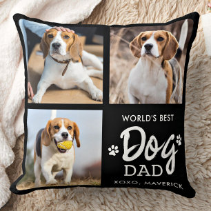 Weltbeste DOG-VATER Custom 3 FotoCollage Kissen