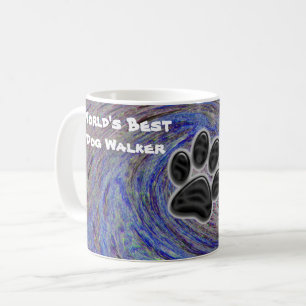 Weltbeste Dog Walker Blue Spiral Puppy Paw Print Kaffeetasse