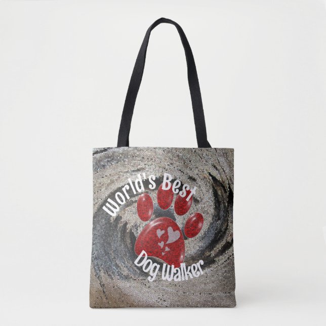 Weltbeste Dog Walker Mosaik Swirl Paw Print (Vorderseite)