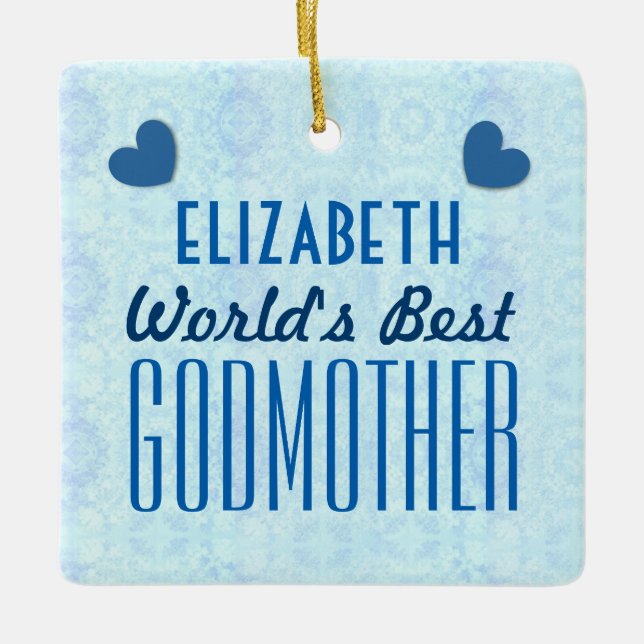 Weltbeste GODMOTHER mit Herz A034 Keramikornament (Vorderseite)