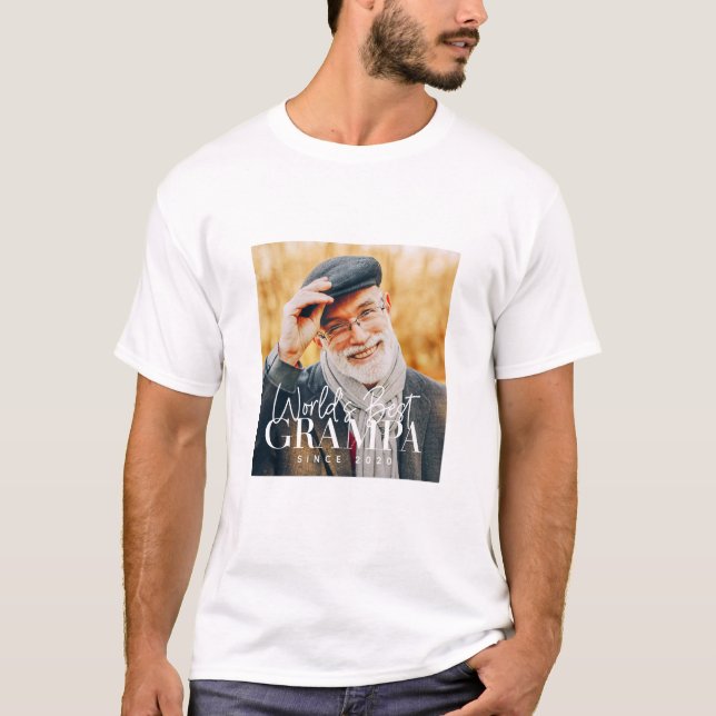 Weltbeste Grampa seit 20XX Modernes Chic Foto T-Shirt (Vorderseite)