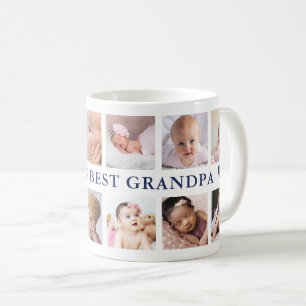 Weltbeste Grandpa Navy Blue 12 Foto Collage Kaffeetasse