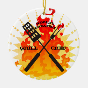 Weltbeste Grill-Koch Weihnachtsverzierung Keramikornament