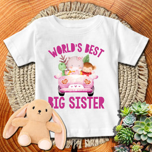 Weltbeste große Schwester   Rosa Affe + Nilpferd Baby T-shirt