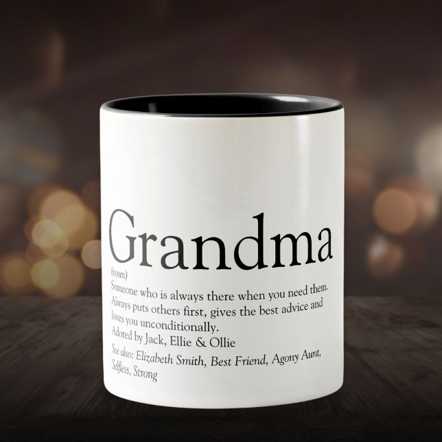 Weltbeste Großmutter-Definition Zweifarbige Tasse (World's Best Ever Grandma Grandmother Definition Two-Tone Coffee Mug)