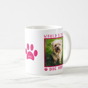 Weltbeste Hunde-Mama Foto Name Paw Print Hot Pink Kaffeetasse
