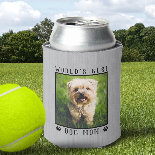 Weltbeste Hunde-Mama-Paw druckt Pet-Foto rustikal Dosenkühler (World's Best Dog Mom Paw Prints Pet Photo Rustic Can Cooler)