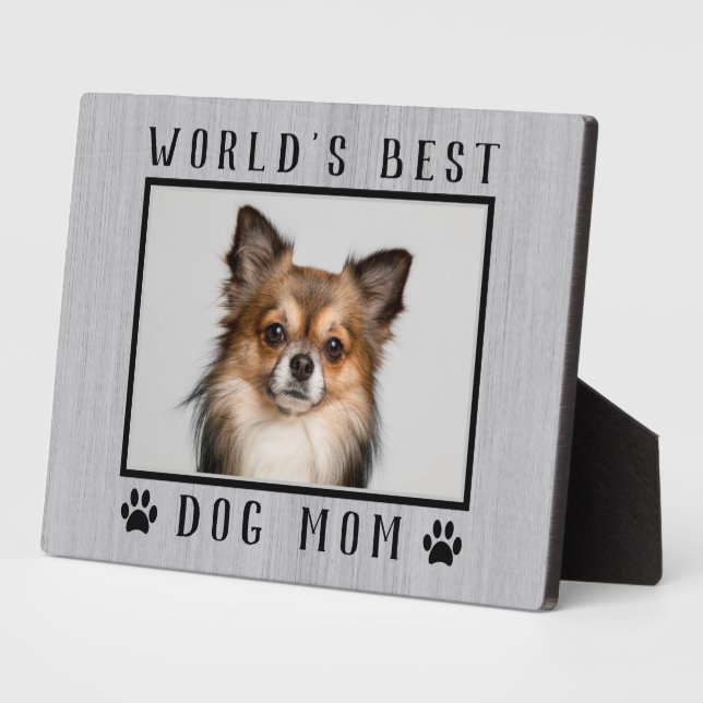 Weltbeste Hunde-Mama-Paw druckt Pet-Foto rustikal Fotoplatte (Seite)
