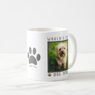 Weltbeste Hunde-Mama Silberner Glitzer Pads Foto Kaffeetasse