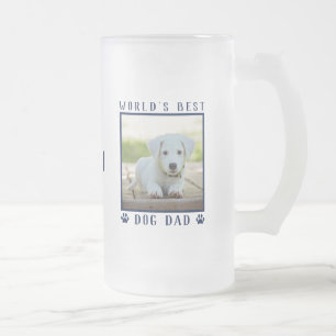 Weltbeste Hunde-Vater-Flotte Drucke Name Foto Mattglas Bierglas