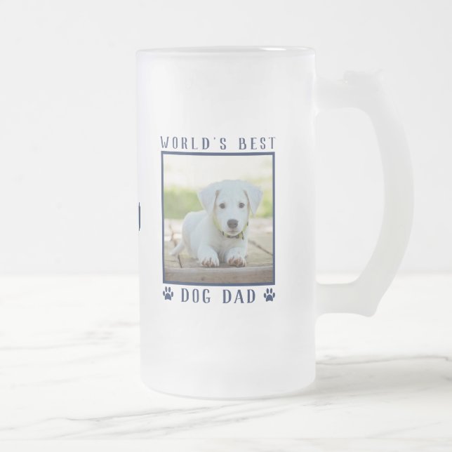 Weltbeste Hunde-Vater-Flotte Drucke Name Foto Mattglas Bierglas (Rechts)