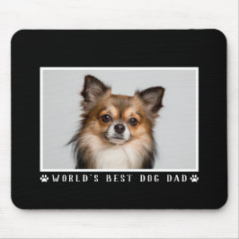 Weltbeste Hunde-Vater-Paw-Prints-Foto auf Schwarz Mousepad