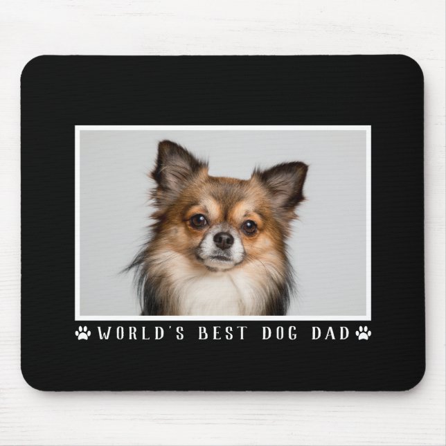 Weltbeste Hunde-Vater-Paw-Prints-Foto auf Schwarz Mousepad (Vorne)