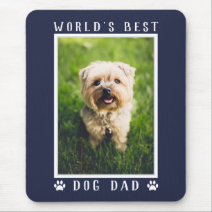 Weltbeste Hunde Vater Paw Prints Foto Navy Blue Mousepad