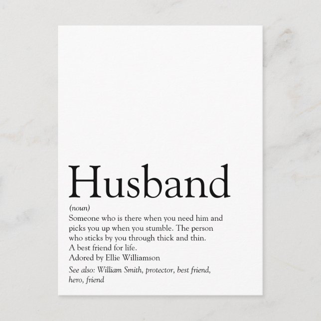Weltbeste Husband-Definition Postkarte (Vorderseite)