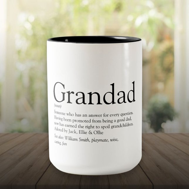 Weltbeste je Großvater Papa Definition Zweifarbige Tasse (Worlds Best Ever Grandpa Grandad Papa Definition Two-Tone Coffee Mug)