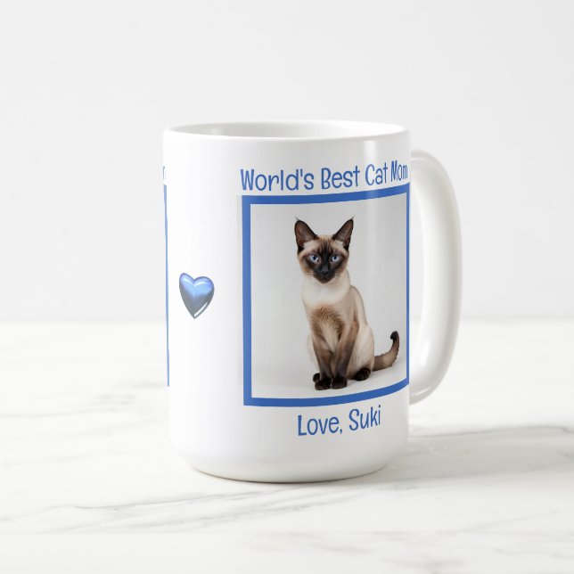 Weltbeste Katzen-Mama personalize (Siam) Kaffeetasse (VorderseiteRechts)