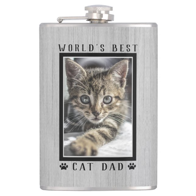 Weltbeste Katzenpaw-Vater-Druckmaschine Foto Rusti Flachmann (Vorderseite)