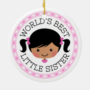 Weltbeste kleine Schwester Cartoon Mädchen schwarz Keramik Ornament