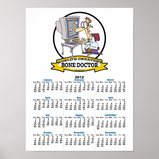 WELTBESTE KNOCHENARZT MÄNNER CARTOON POSTER (Vorne)