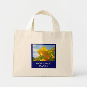 WELTBESTE LEHRER! Leinwand Tote Bag POPPIES Mini Stoffbeutel