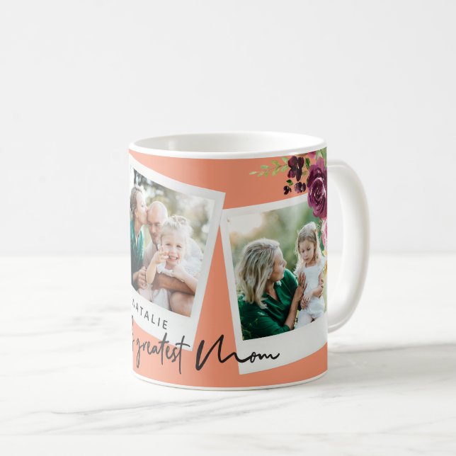 Weltbeste Mama Aquarell Blumenvieles Foto Kaffeetasse (VorderseiteRechts)