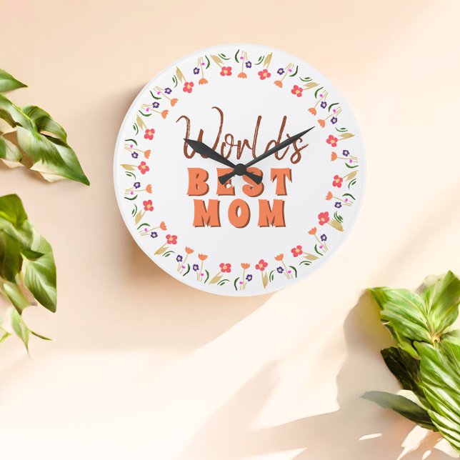 Weltbeste Mama Blume Blumenmüttertag Große Wanduhr (Von Creator hochgeladen)