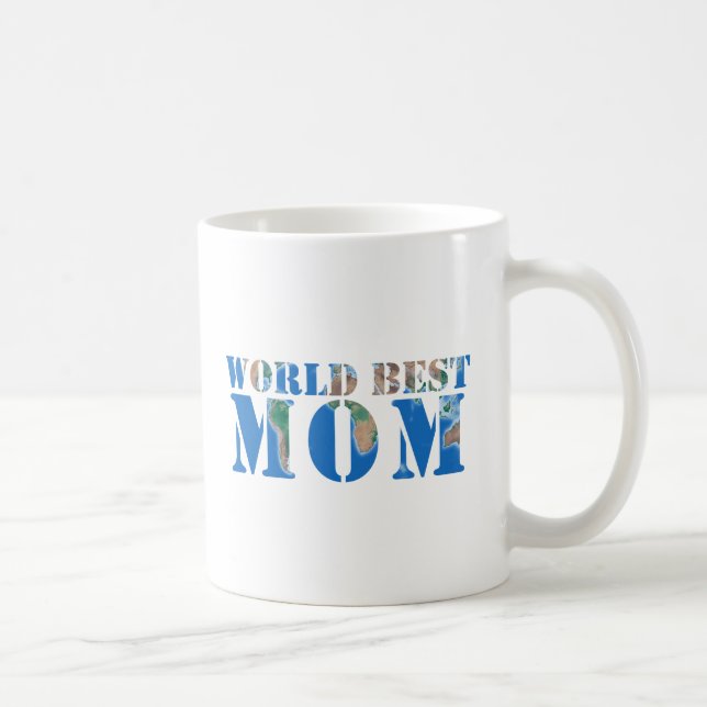 Weltbeste MAMA, Elegante Natur Typografie Blau Kaffeetasse (Rechts)