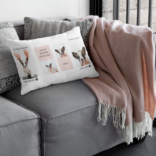 Weltbeste Mama für Hunde | Collage Foto | Pastellr Lendenkissen (Von Creator hochgeladen)