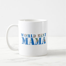 Weltbeste Mama Globe Naturepografie Blau Kaffeetasse