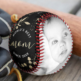 Weltbeste Mama Gold Glitzer Script 2 Foto Black Baseball