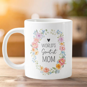 Weltbeste Mama Personalisiertes Zitat Floral Jumbo-Tasse