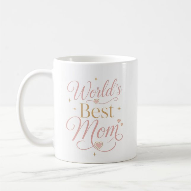Weltbeste Mutter Elegante Pink-Gold-Typografie Kaffeetasse (Links)