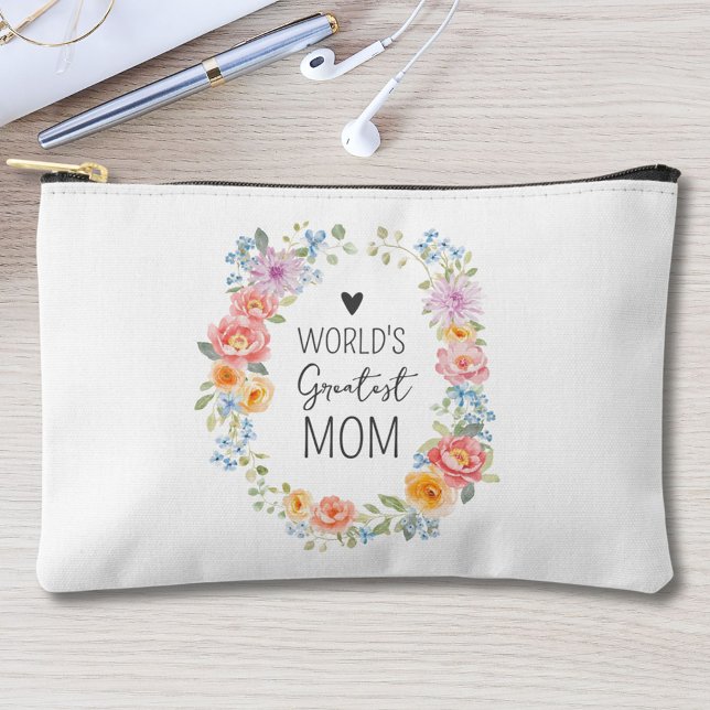 Weltbeste Mutter Farbige Florale Muttertag Zubehörtasche (Von Creator hochgeladen)