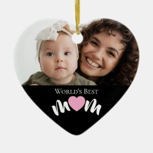 Weltbeste Mutter Herz Foto Schriftzug individuell Keramik Ornament