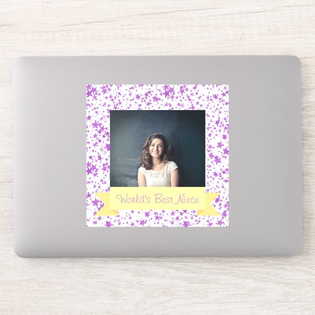 Weltbeste Nichte Foto Custom Lila Stars Aufkleber (Computer)