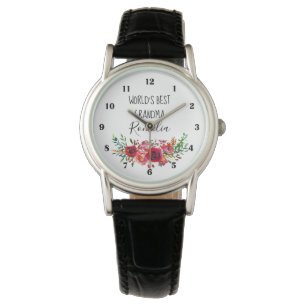 Weltbeste Oma Wasserfarben-Blumen Armbanduhr