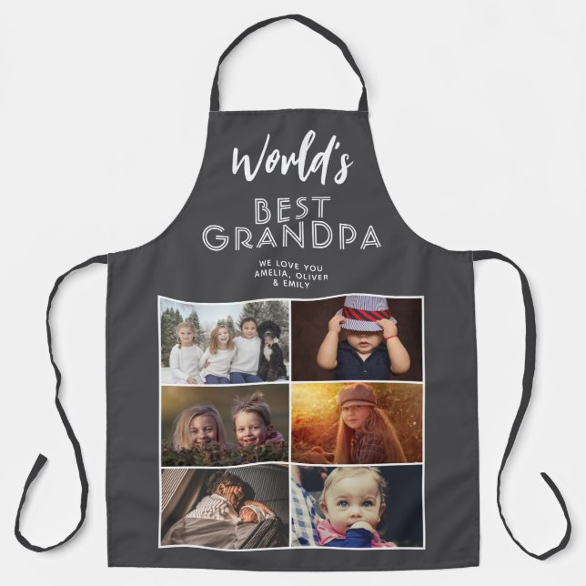 Weltbeste Opa Custom 6 FotoCollage Schürze (Vorderseite)