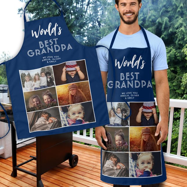Weltbeste Opa Custom 6 FotoCollage Schürze (Von Creator hochgeladen)
