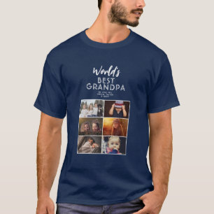Weltbeste Opa Custom 6 FotoCollage T-Shirt