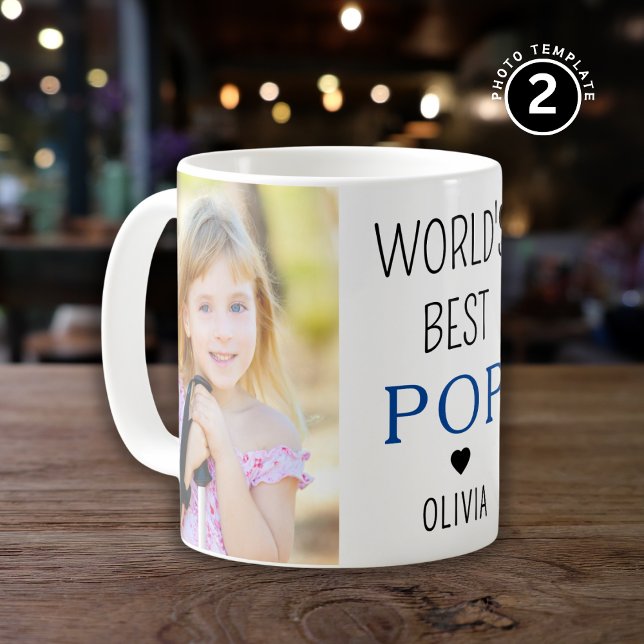 Weltbeste Pop Großkind Name 2 FotoCollage Kaffeetasse (Von Creator hochgeladen)
