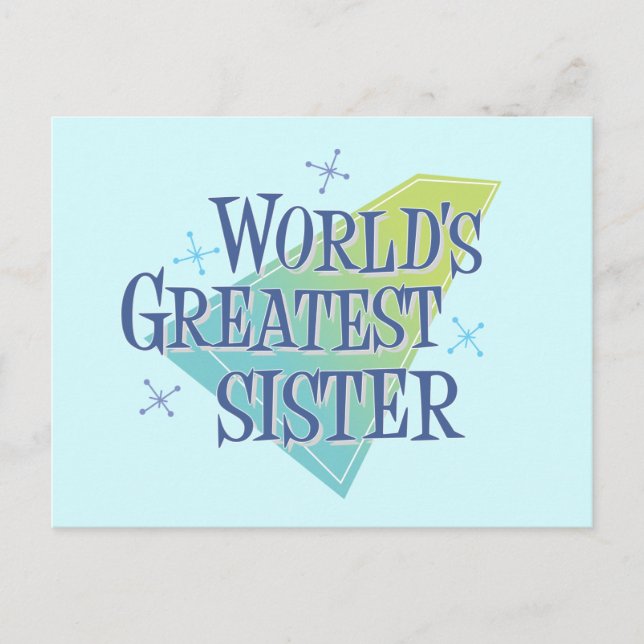 Weltbeste Schwester Postkarte (Vorderseite)