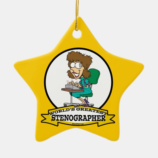 WELTBESTE STENOGRAPHER FRAUEN CARTOON KERAMIK ORNAMENT (Vorne)